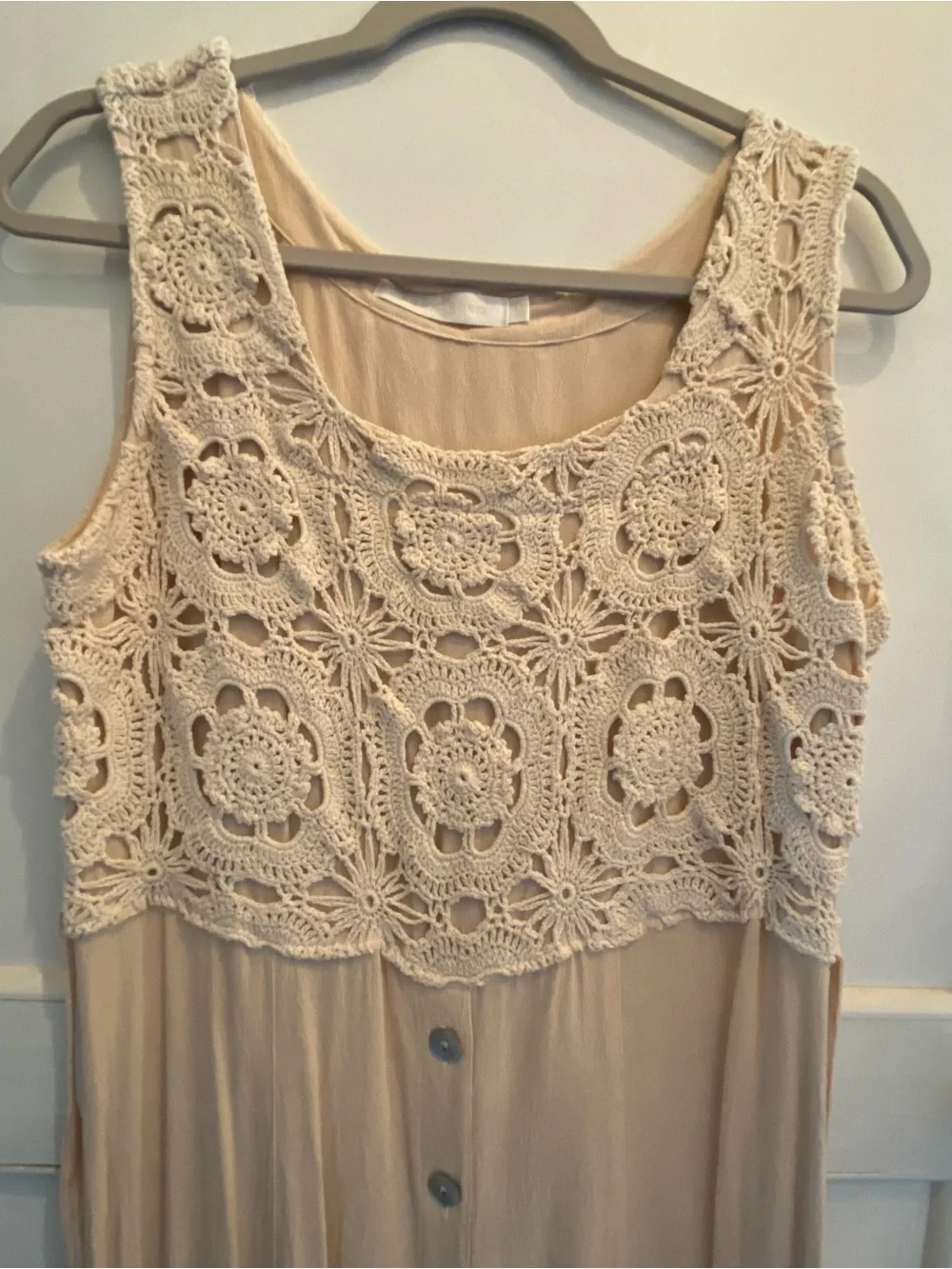 Crochet Bodice Maxi Dress in Cream